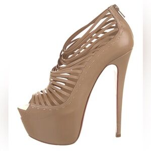Christian Louboutin Zoulou nude leather strappy platform peep-toes size 38